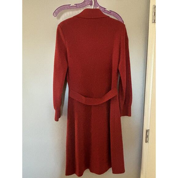 Vintage Cisanella 100% Wool Button Up Red Midi Dress - Picture 4 of 9